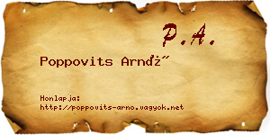 Poppovits Arnó névjegykártya